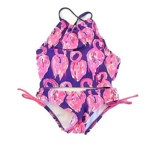 Kanu Girls Purple Flamingos 2-piece Swimsuit size: 4T